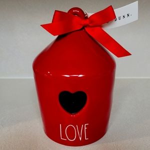 Brand New Rae Dunn LOVE Red Birdhouse Heart Opening